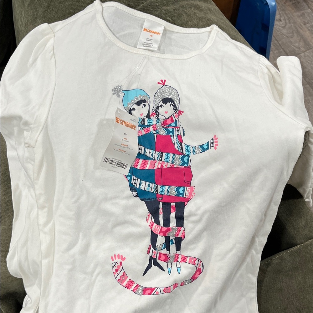 Gymboree White Shirt with Colorful Winter Graphic